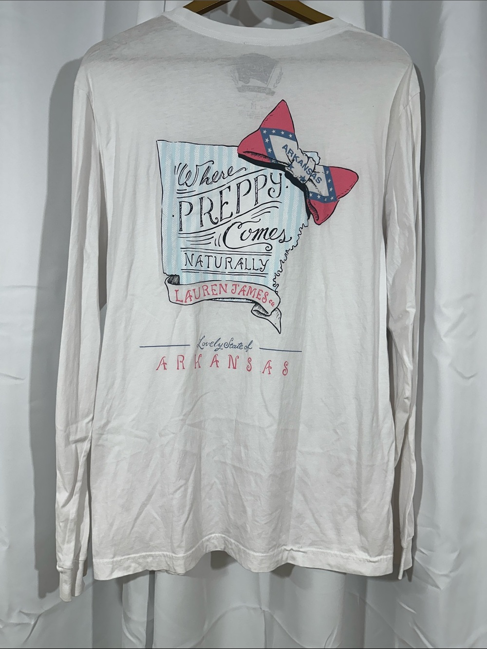 Lauren James Arkansas Long Sleeve Pocket Tee Size Medium Where Preppy State
